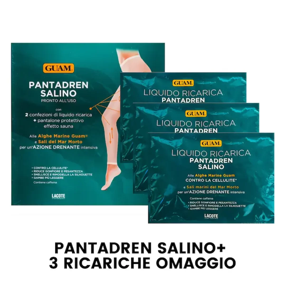 Pantadren Salino Pantaloni Drenanti Cellulite + 3 Ricariche Liquido Omaggio  - Guam